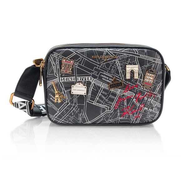 KARL LAGERFELD Handbags - Karl Lagerfeld Paris Maybelle Love from Paris Crossbody, Black/Multi Black
